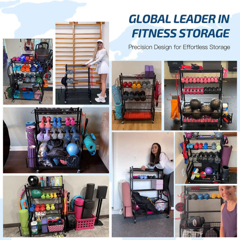 Heavy Duty Steel Dumbbell Rack With Smooth Rolling Caster Wheels Built Tough For Easy Peasy Home Gym Organization Keeps Kettlebells Yoga Mats Resistance Bands And All Your Favorite Fitness Gear Safe And Sound
