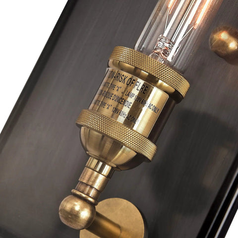 Close view of Solid Brass Outdoor Wall Light Fixture with Clear Tempered Glass Waterproof Outdoor Sconce socket detail.