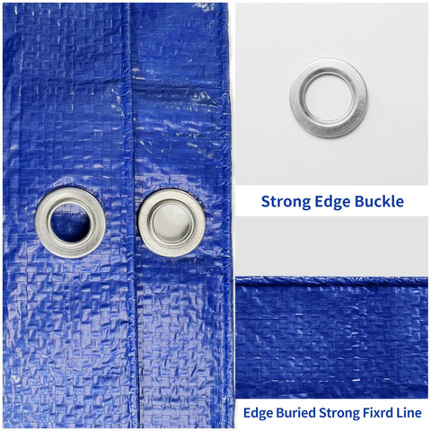 Heavy Duty 20x30 Ft Blue Tarp, 5 Mil Waterproof And UV Resistant, strong edge buckle for multipurpose outdoor cover