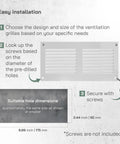 Scratch Resistant White Metal Vent Cover 8x4 Inch 5 Pack Louvered Duct Grille With Built In Mesh Screen Wall Or Ceiling HVAC Vent Register installation guide