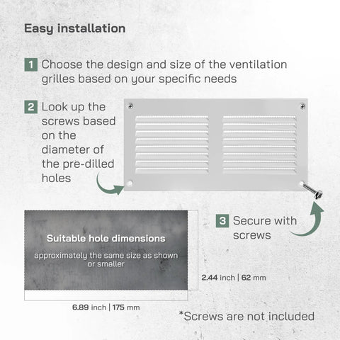 Scratch Resistant White Metal Vent Cover 8x4 Inch 5 Pack Louvered Duct Grille With Built In Mesh Screen Wall Or Ceiling HVAC Vent Register installation guide