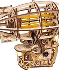 Steampunk Airship 3D Wooden Puzzle for Adults With Start Stop Switch, Zeppelin Model Kit close-up showing wooden framework