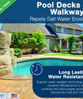 Top Shelf Natural Stone Sealer One Gallon Clear Finish Heavy Hitter Formula applied to pool deck area, showcasing water resistance.