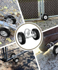 Collage of 6 Inch Rolling Gate Wheel Carrier For Driveway Heavy Duty Steel Wheel With Rubber Wheel on various gates