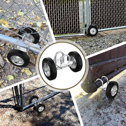 Collage of 6 Inch Rolling Gate Wheel Carrier For Driveway Heavy Duty Steel Wheel With Rubber Wheel on various gates