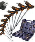 9 Piece T Handle Torx Wrench Set With S2 Steel Long Arm Security Star Keys T10 Through T50 In Storage Box