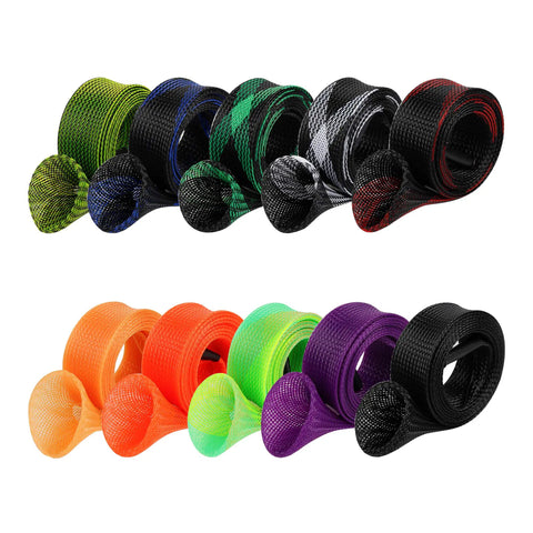 Colorful Ten Piece Rod Sock Fishing Rod Sleeve Set With Protective Covers For Flat End Or Pointed End Spinning Or Casting Rods Suitable For Sea Or Freshwater Fishing, 170 cm PET mesh sleeves