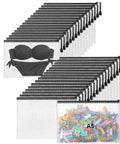 32 Pack Mesh Zipper Bags Set For Grab And Go Travel And Home Organization Waterproof Reusable Pouches In Black 9 By 7 Inch with toys and swimwear