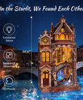 Lit Venice Night Starlit Book Nook Kit With LED 3D Wood Puzzle And Infinity Mirror, bookshelf decor display