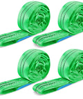 Four Pack Heavy Duty Polyester Endless Loop Round Lifting Straps For Hoists, Towing And Moving Furniture, Four Feet Long, Round Slings, Safe Rigging Gear, 10600 Lb Basket Capacity, 5300 Lb Vertical, 4200 Lb Choker, Green