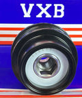 Front view of 920022 Alternator Idler Pulley Clutch (920022A) with visible bearing and bolt on VXB packaging background
