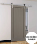 Sliding Barn Door 32 By 96 With Sturdy Stainless Steel Hardware And Top Mount Rails In Grey Ash Finish Solid MDF Panel Eco Veneer