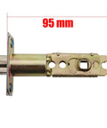 95mm side view of 60/70mm Gold Coloured Adjustable Cam Latch Tubular Mortise Lock for Lever Door Handles and Internal Doors, plated finish