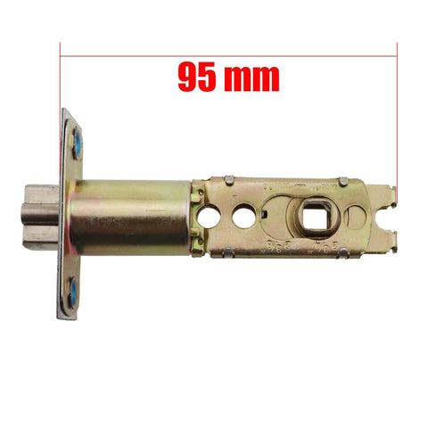 95mm side view of 60/70mm Gold Coloured Adjustable Cam Latch Tubular Mortise Lock for Lever Door Handles and Internal Doors, plated finish
