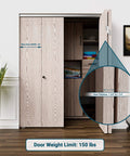 Closet showcasing 96 inch Bifold Door Hardware Kit installed, bifold door track 96 inch for 4 doors, holding up to 150 lbs.