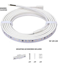 96 Inch Hardwired LED Under Cabinet Strip Light With 3680 Lumens At 3000K Warm White, coiled with mounting accessories shown.