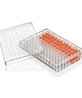 96 Well Plate For Cell Culture Flat Bottom Non Treated Sterile Individually Wrapped 50 Per Box With Raised Rim Design Visible with Lid
