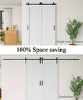 White Primed Solid Core Bypass Sliding Barn Door With Installation Hardware Kit Preassembled Space Saving And Sound Insulated