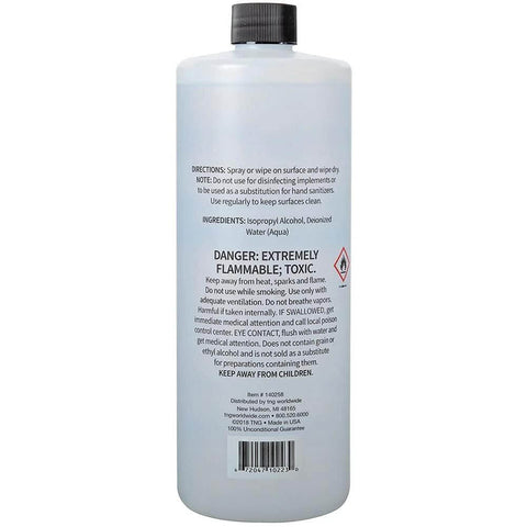 Back view of 99 Percent Isopropyl Alcohol For Surface Cleaning Unscented 32 Fl Oz USA Made Methanol Free with warning label