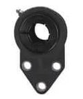 Front view of UEFBL205B 3-Bolt Flange Bearing Unit, 25 mm ID sealed ball bearing with Accu-Loc concentric collar, black thermoplastic housing