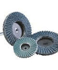 Assorted abrasive grinding wheels and flap discs, suitable for metalworking and polishing applications.