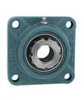 Front view of UKF210+HE2310 1-3/4 in wide inner ring sealed ball bearing adapter in a single 4-bolt F210 flange housing cast iron with grease fitting.