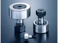 Sealed hex stud cam follower CR8-1VBUUR CR-B series, standard uncaged roller bearing, shown in various angles.