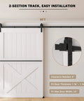 9FT Sliding Barn Door Hardware Kit for Single Doors up to 54 Inch installed with carbon steel track and nylon rollers