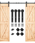 9FT Double Sliding Barn Door Hardware Kit for Two 27 Inch Door Panels, Heavy Duty Carbon Steel Track with Nylon Rollers, Hardware Set