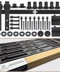 9FT Sliding Barn Door Hardware Kit for Single Doors up to 54 Inch, showing heavy duty carbon steel track and nylon rollers