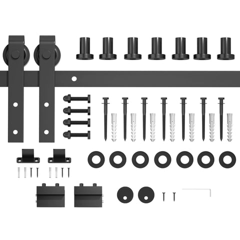9FT Sliding Barn Door Hardware Kit for Single Doors up to 54 Inch, complete set with track, rollers, and mounting hardware