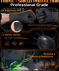 9 Mil Nitrile Gloves With Raised Diamond Grip Chemical Resistant Latex Free showcasing ergonomic fit and extreme chemical resistance