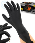 9 Mil Nitrile Gloves With Raised Diamond Grip Chemical Resistant Latex Free shown with packaging