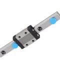 Beefy Yet Lightweight 9mm Wide Linear Rail Block for Precise Motion, steel construction with built-in lubrication, front view