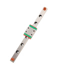 Miniature 9mm linear rail system with slide block and ball retainer for CNC machines and 3D printers.