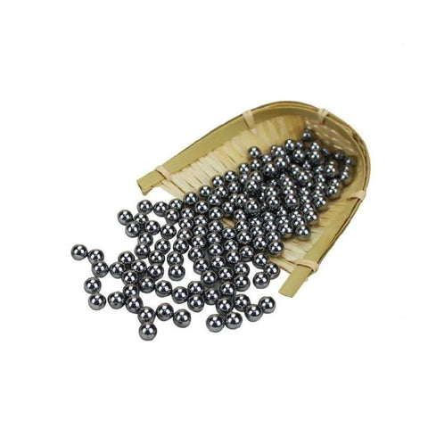 9mm 30 Grain Steel Bearing Balls, Bearing Steel Ball in a woven basket, used for precision bearing applications.
