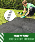 Heavy Duty 6 Inch Galvanized Landscape Staples Pack Of 50 Pro Grade Lawn Ground Spikes And Stakes For Weed Barrier Fabric And Landscaping, Rust Free And Extra Strong Steel For All Weather being installed
