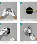 4 Step installation guide for 4 Inch Wall Vent Cover With Screen Mesh Made Of Stainless Steel Round Exterior Exhaust Vent For Outdoor Dryer Or Ventilation System 95mm Diameter Rust Resistant Weatherproof Easy Install