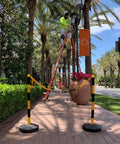 Two Pack Traffic Delineator Poles With Chain Included Portable Fillable Base No More Cones For Parking Lots Construction Sites