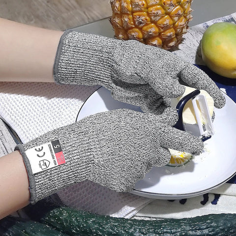 Level 5 EN388 Cut Resistant Kitchen Gloves For Chefs And DIYers, 2 Pairs No Cut Safety Gloves For Oyster Shucking, Mandolin Slicing, Meat Cutting And Wood Carving, Super Comfortable Fit With Snug Grip