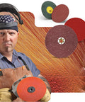 Fiber Disc 987C 36 Plus Grit Metal Grinding Disc With Ceramic Precision Shaped Grain For Angle Grinders in use by worker.