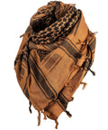 Desert Shemagh Tactical Scarf 43x43 Inches, 100 Percent Cotton Keffiyeh in coyote brown with woven patterns, outdoor gear must-have.
