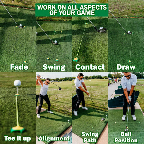 Pack Of 10 Golf Practice Lanyards For Alignment And Swing Training Indoors And Outdoors, Multiuse Training Aid on grass with golfer practicing