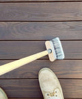 Go To Rapid Stain Deck Brush Applicator 5 Inch used on wood surface for staining, sealing, and painting