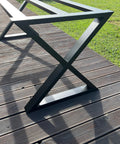 Beefy Heavy Duty Metal Table Base Built To Last With 700 Lb Capacity 28 Inch Height Industrial Table Frame For Granite Tops on deck
