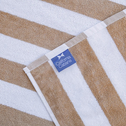 Two Pack California Style Chaise Lounge Cover Towels With Pockets Striped 100 Percent Cotton Cabana Covers For Beach Pool Outdoor Chairs