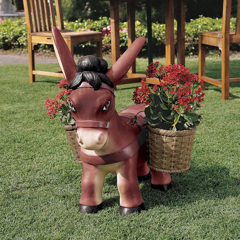 Pancho The Burro Planter Sculpture For Home And Garden Decor Hand Painted Donkey Planter Art In Crushed Stone Resin Outdoor