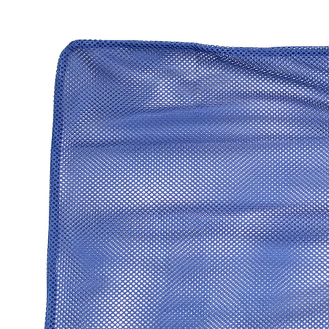 Close-up of reinforced mesh of the Blue Spearfishing Fish Bag Net With Heavy Duty 5mm Stainless Steel Handle, secure and durable material.