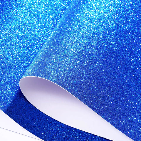 Close-up of Royal Blue Glitter Peel and Stick Wallpaper Self Adhesive Sparkle Bling Wallpaper showing texture and edge of roll.
