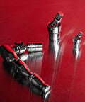 Universal Joint Set For One Half Inch, Three Eighths Inch, And One Quarter Inch Drive with swivel adapters on aluminum surface